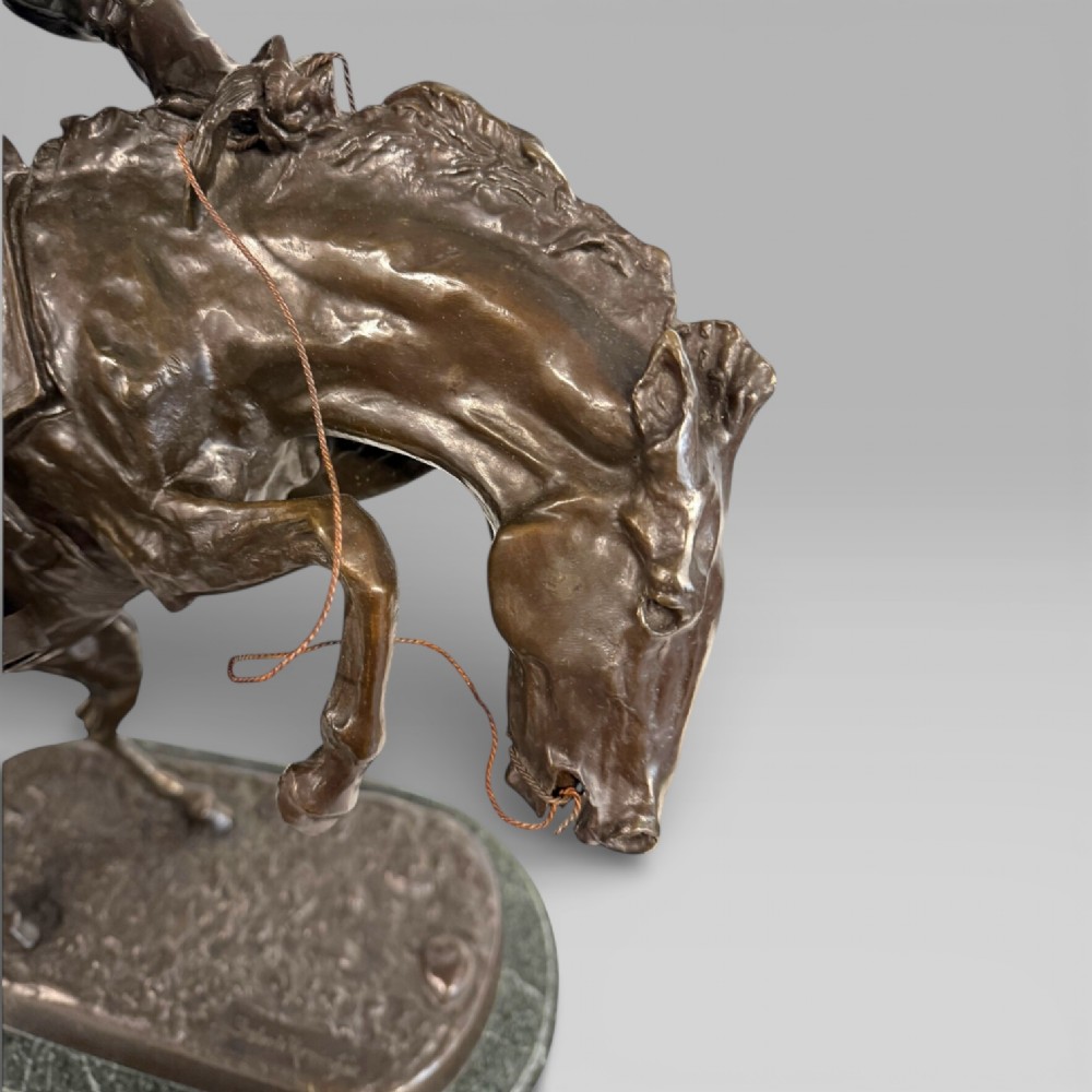 Large Cowboy Bronze ‘Bronco Buster’ After Frederic Remington, Early–Mid 20th View V