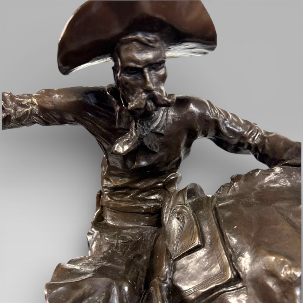 Large Cowboy Bronze ‘Bronco Buster’ After Frederic Remington, Early–Mid 20th View VII
