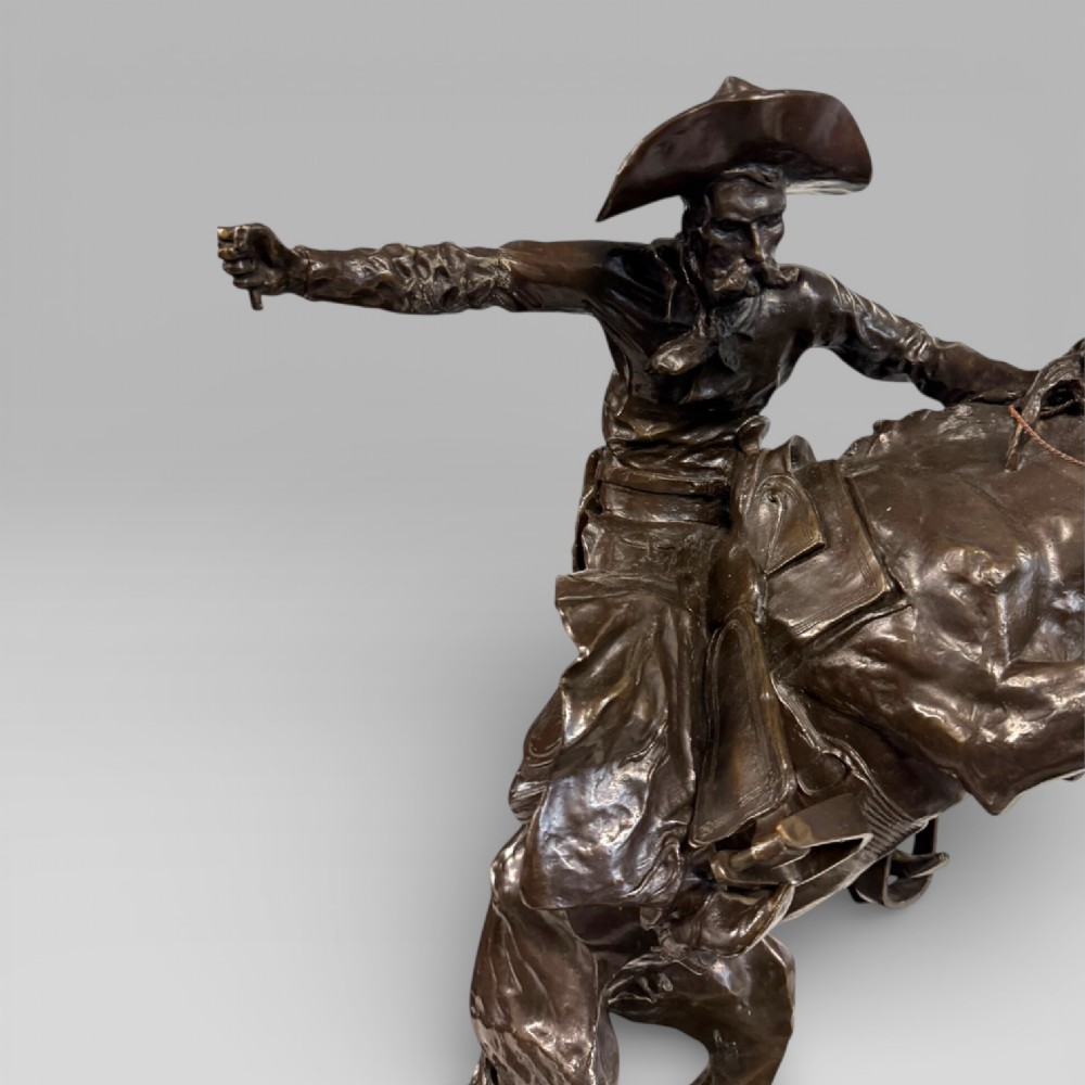 Large Cowboy Bronze ‘Bronco Buster’ After Frederic Remington, Early–Mid 20th View VIII