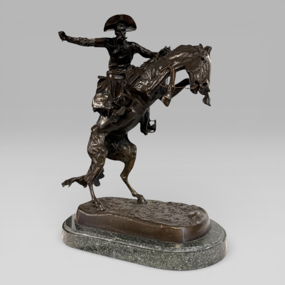 Large Cowboy Bronze ‘Bronco Buster’ After Frederic Remington, Early–Mid 20th View X
