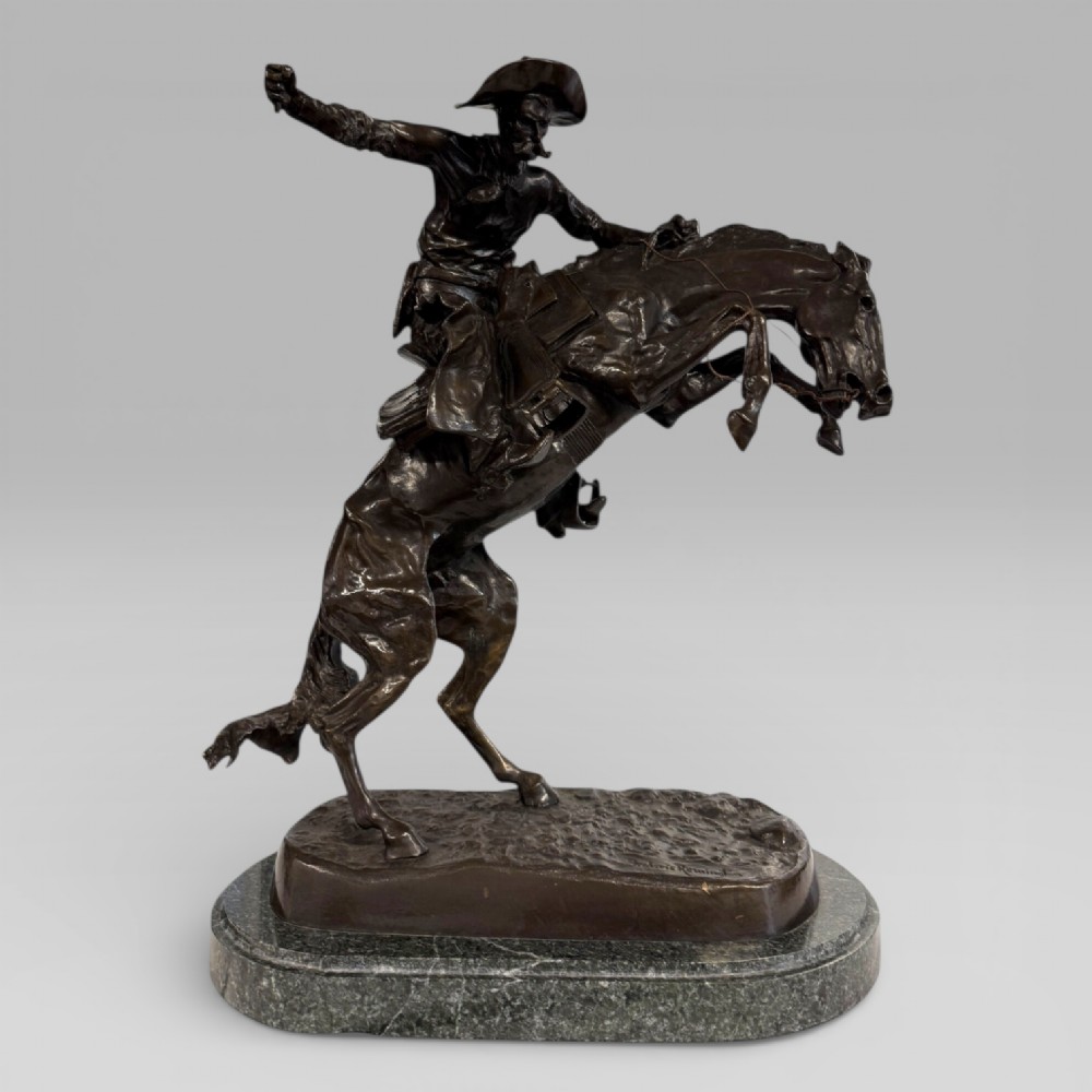 Large Cowboy Bronze ‘Bronco Buster’ After Frederic Remington, Early–Mid 20th View XV