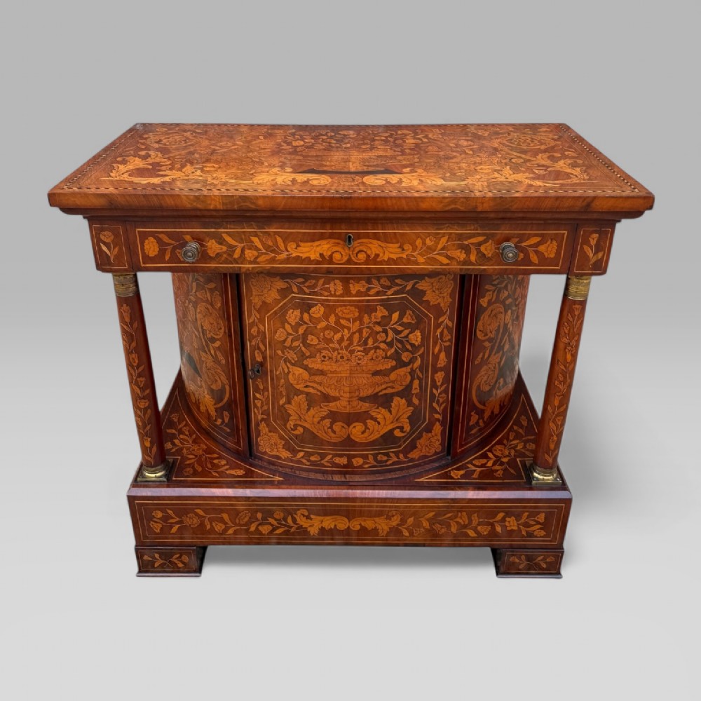 Antique 18th Century Dutch Marquetry Mahogany Console Wall Table Cabinet