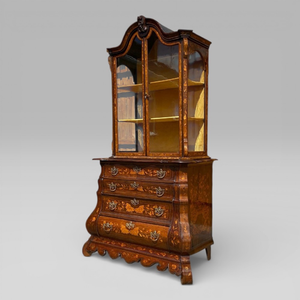 Edwards & Roberts Dutch Marquetry Display Cabinet On Chest