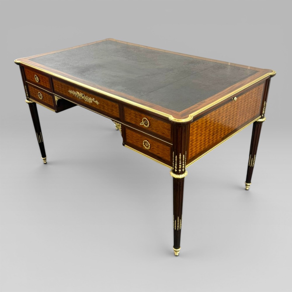 Louis XVI Style Mahogany, Satine & Parquetry Desk by François Linke, No. 484