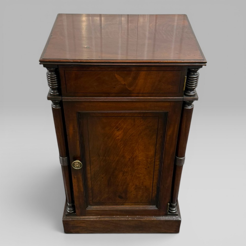 Antique Regency Mahogany Wine Cooler Cellarette Cabinet |  Metal Lined Interior