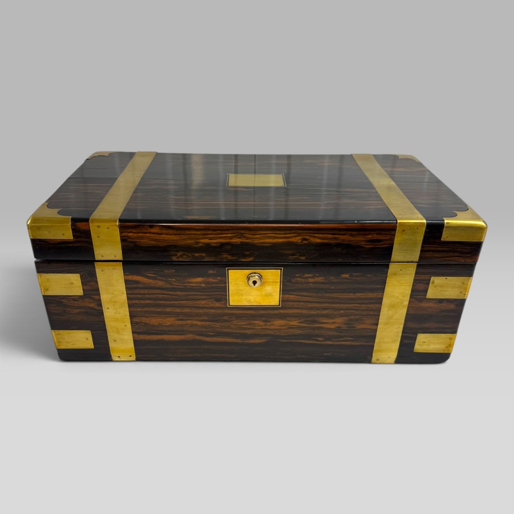 Antique Early Victorian Coromandel & Brass Writing Slope Box View II