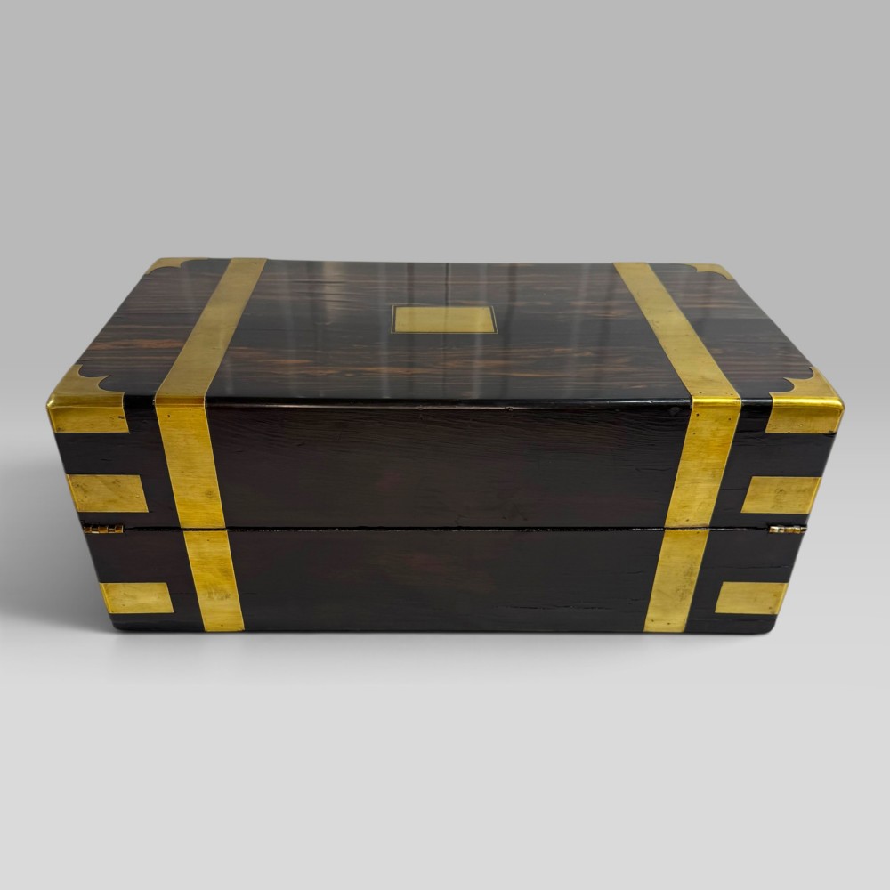 Antique Early Victorian Coromandel & Brass Writing Slope Box View V