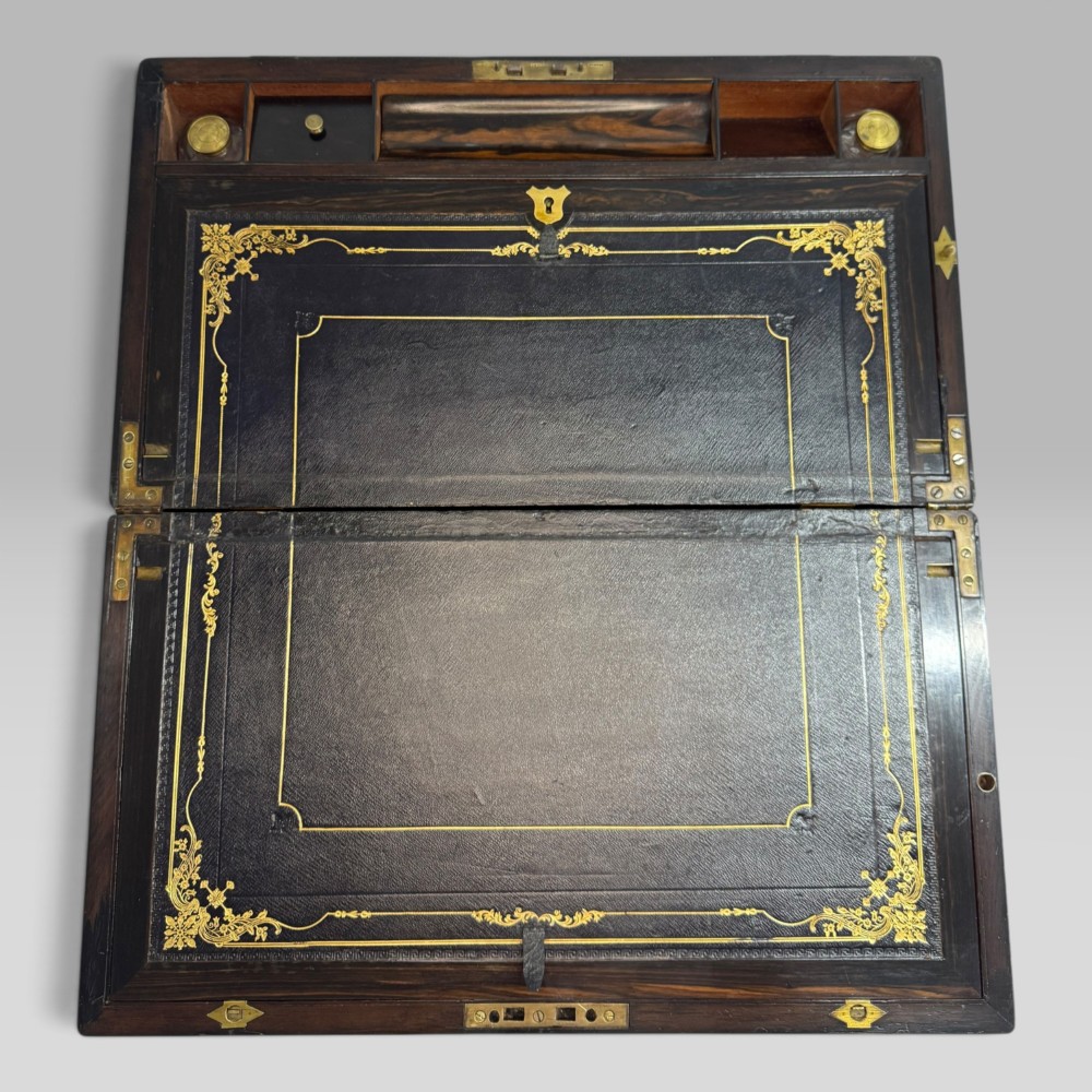 Antique Early Victorian Coromandel & Brass Writing Slope Box View VII
