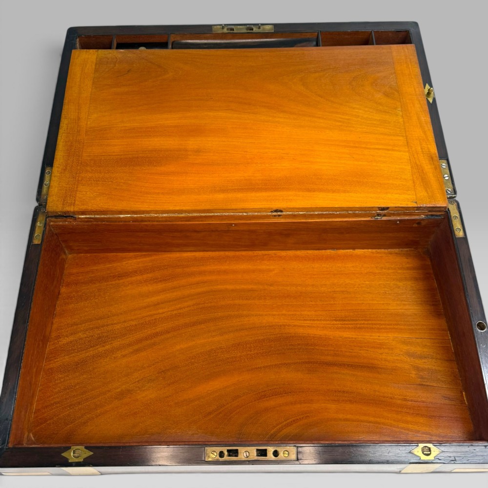 Antique Early Victorian Coromandel & Brass Writing Slope Box View X