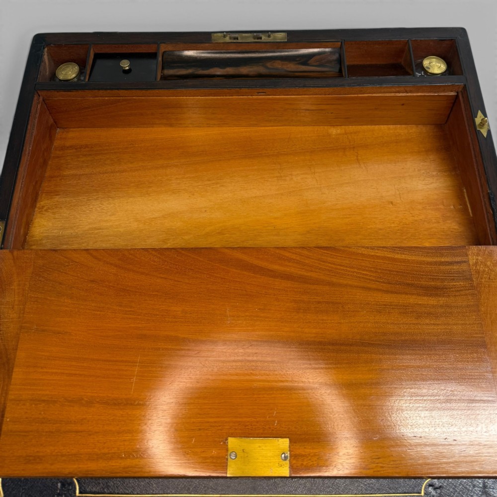 Antique Early Victorian Coromandel & Brass Writing Slope Box View XI