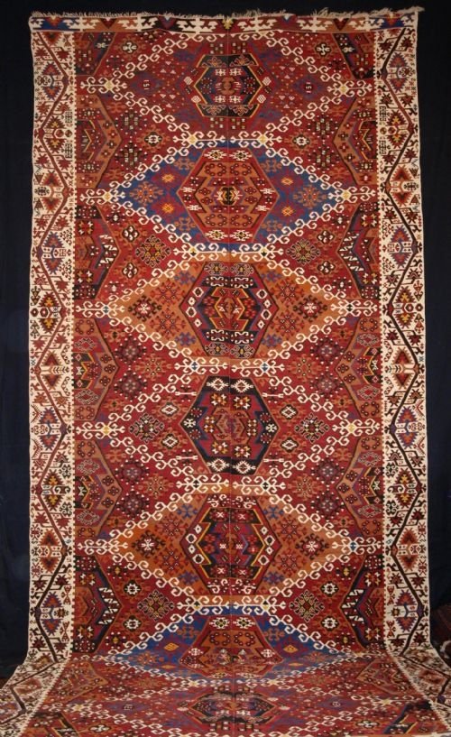 Old Turkish Kayseri Kilim, Afshar Design, Circa 1940
