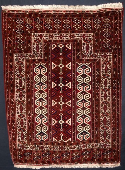 Antique Yomut Turkmen Prayer Rug, Full Pile, Circa 1920.