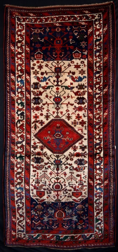 Old Afshar Long Rug, Tribal Design, Circa 1920.