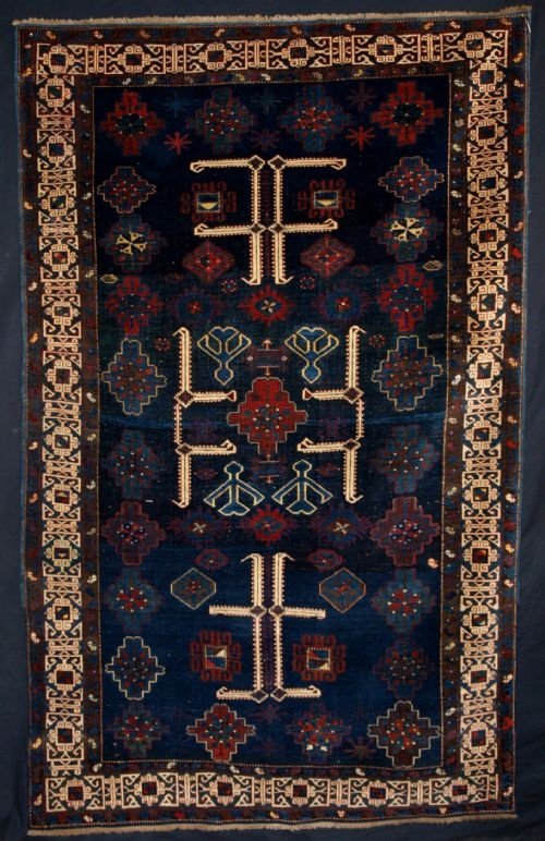 Antique Caucasian Kuba Rug with Afshan Design, Late 19th Century