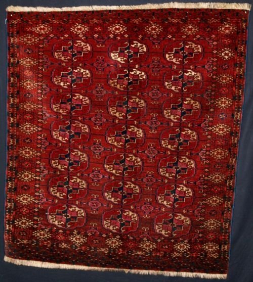 Old Tekke Turkmen Rug, Small Square Size, Circa 1920