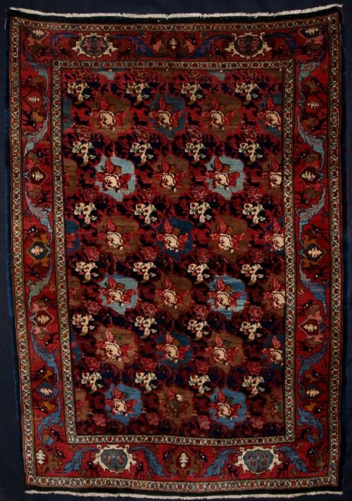 Antique Persian Bidjar Rug, Gul-i-ferengi Design Circa 1900