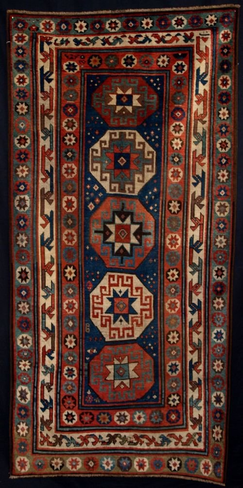 Antique Kazak Rug with Memlinc Guls Superb, 2nd 1/2 19th Century