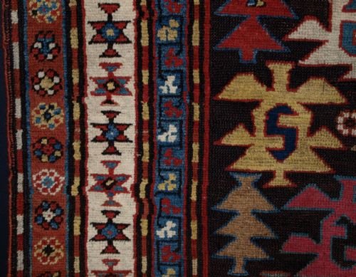 fig 1. ANTIQUE CAUCASIAN KAZAK, GENDJE OR KARABAGH RUG, UNUSUAL DESIGN, 4TH QUARTER 19TH CENTURY