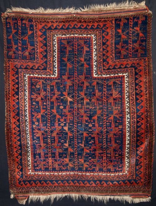 Antique Blue Ground Timuri Baluch Prayer Rug, Superb Colour, Mid 19th Century