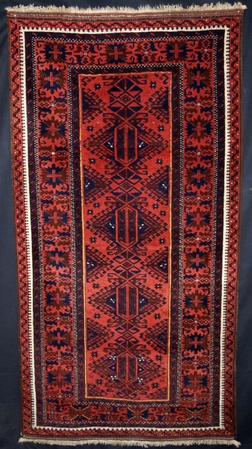 Antique Baluch Rug, Unusual Design, Great Colour & Condition, Late 19th Century