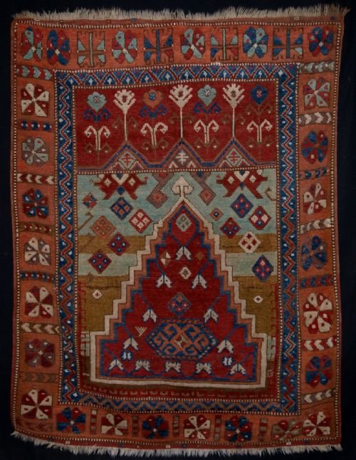 Antique Central Anatolian Konya Prayer Rug, Superb Design & Colour, Mid 19th Century