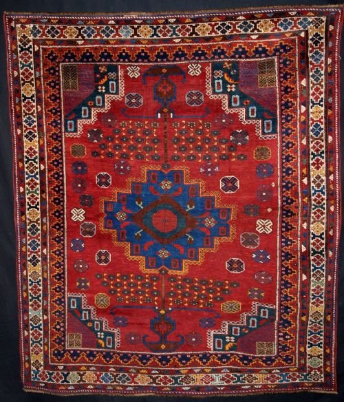 Antique Afshar Rug with Vase Design, Superb Colour & Condition, Circa 1900