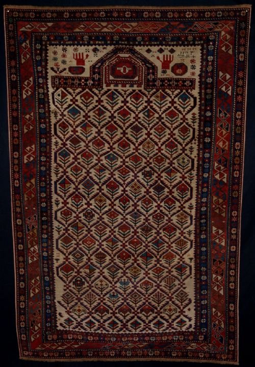 Antique Caucasian Marasali Prayer Rug, Inscribed and Dated, Superb, 2nd Half 19th Century