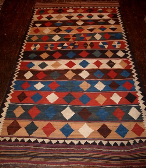 Antique South West Persian Qashqai Kilim, with Superb Design & Colour, Late 19th Century