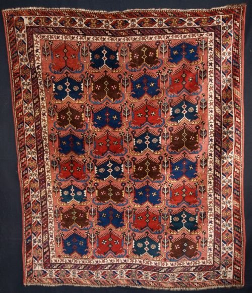 Antique Persian Afshar Rug with Shield Design, Good Example of Type, Circa 1900.