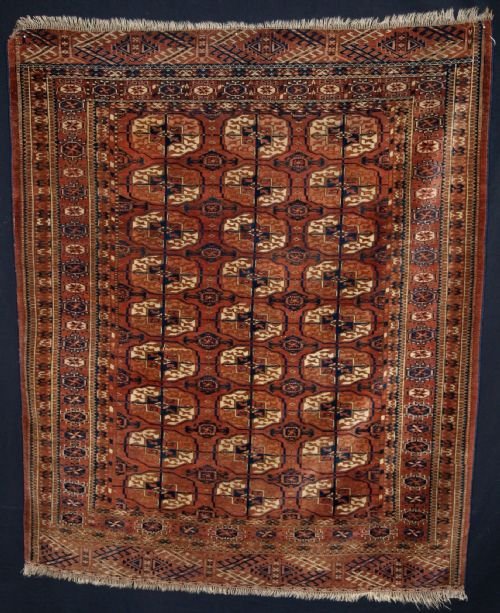 Antique Tekke Turkmen Rug of Small Square Size, Very Soft Wool, Circa 1900