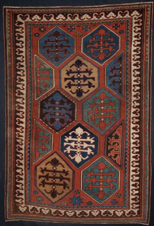Antique Caucasian Gendje Kazak Rug, Great Design & Colour, Even Wear, 4th Quarter 19th Century