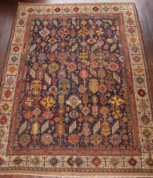 Antique Shekarlu Qashqai Rug, Superb Drawing and Colour, 4th Q 19th Cent