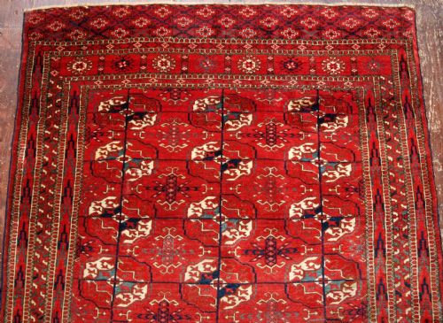fig 1. ANTIQUE TEKKE TURKMEN ‘DIP KHALI’ RUG, SUPERB RED, GREAT DRAWING, CIRCA 1880
