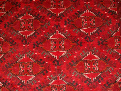 fig 1. OLD AFGHAN VILLAGE CARPET, CLASSIC BESHIR DESIGN, GREAT COLOUR, ABT 50 YEARS OLD