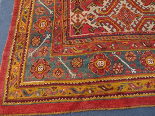 fig 1. ANTIQUE TURKISH OUSHAK CARPET, GREAT DESIGN & COLOUR, SQUARE SIZE, CIRCA 1900