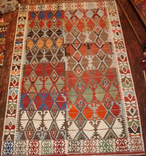 Old Turkish Malatya Kilim, Woven in Two Parts, Superb Colour, Circa 1920