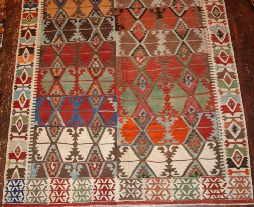 fig 1. OLD TURKISH MALATYA KILIM, WOVEN IN TWO PARTS, SUPERB COLOUR, CIRCA 1920