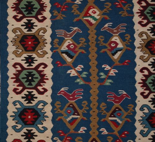 fig 1. OLD TURKISH KILIM OF SMALL SIZE, GREAT COLOUR WITH BIRDS, CIRCA 1950