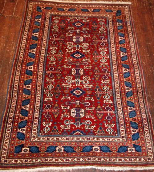 Old Caucasian Kuba Region Perepedil Rug, Red Ground, Circa 1920