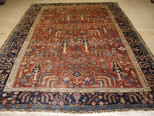 Antique Heriz Carpet with Beautiful Carden Design, Soft Colours, Circa 1900