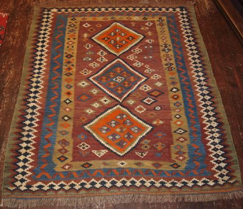Antique Shiraz Kilim, Tribal Design, Earth Colours, Great Condition, Circa 1920