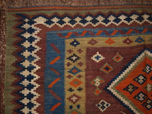 fig 1. ANTIQUE SHIRAZ KILIM, TRIBAL DESIGN, EARTH COLOURS, GREAT CONDITION, CIRCA 1920