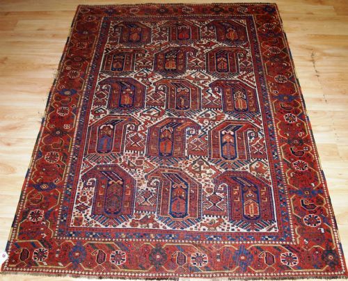 Antique Afshar Rug, Ivory Ground with Large Boteh Design, Circa 1900.
