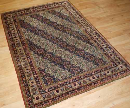 Antique Tabriz Rug with Unusual Floral Stripe Design, Circa 1900/20