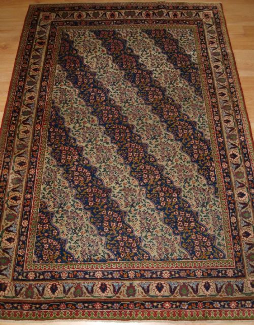 fig 1. ANTIQUE TABRIZ RUG WITH UNUSUAL FLORAL STRIPE DESIGN, CIRCA 1900/20