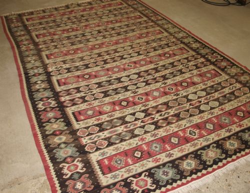 Old Turkish Sharkoy Kilim, Striped Design, Great Colour, About 60 Years Old