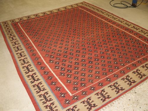 Old Turkish Sharkoy Kilim, Large Size, Great Border, About 60 Years Old
