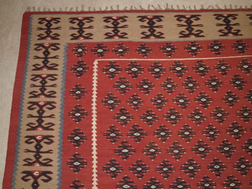 fig 1. OLD TURKISH SHARKOY KILIM, LARGE SIZE, GREAT BORDER, ABOUT 60 YEARS OLD