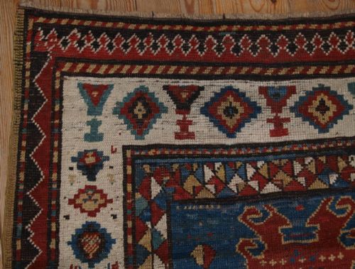 fig 1. ANTIQUE CAUCASIAN BORDJALOU KAZAK RUG OF ABSTRACT DESIGN, LATE 19TH CENTURY