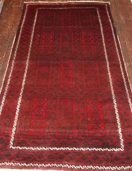 Old Afghan Village Rug, Traditional Design, Soft Glossy Wool, About 60 Years Old.
